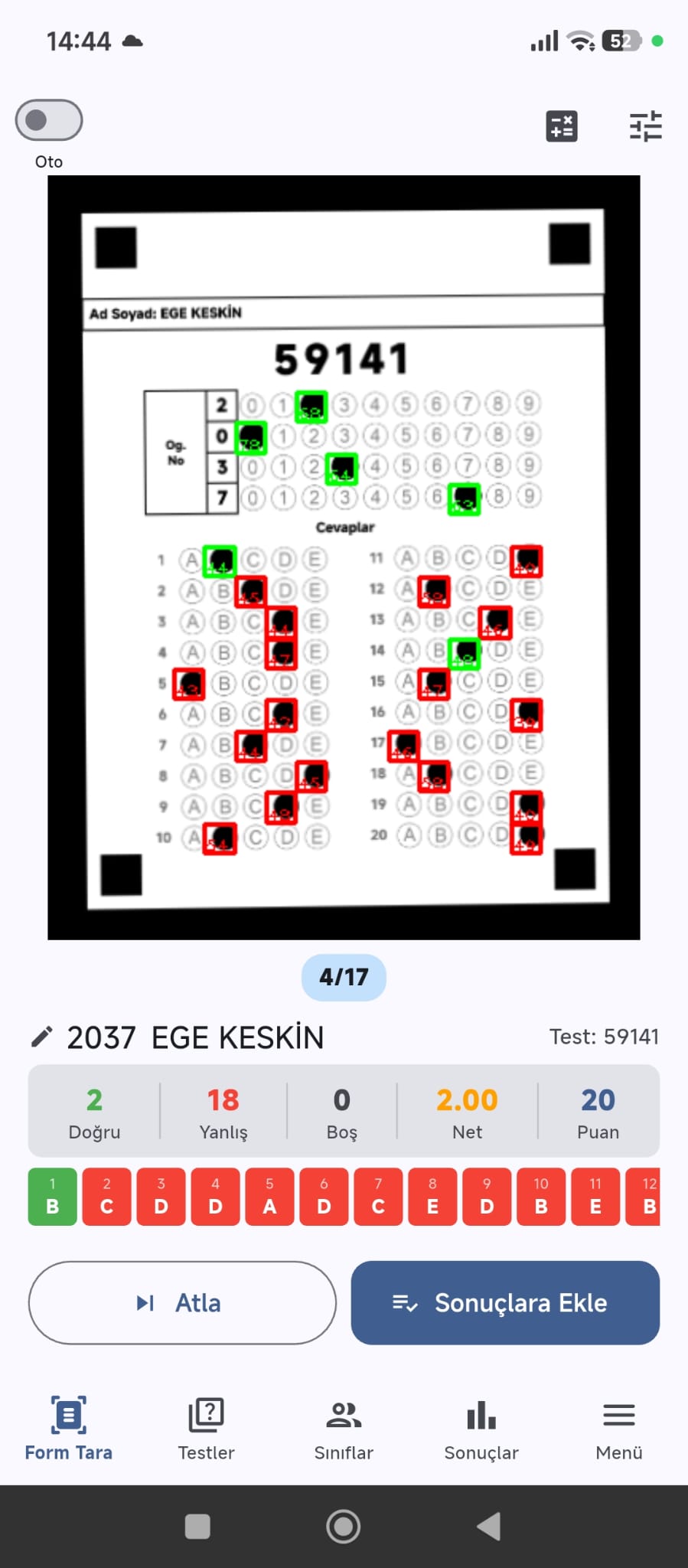 Android'de optik okuma